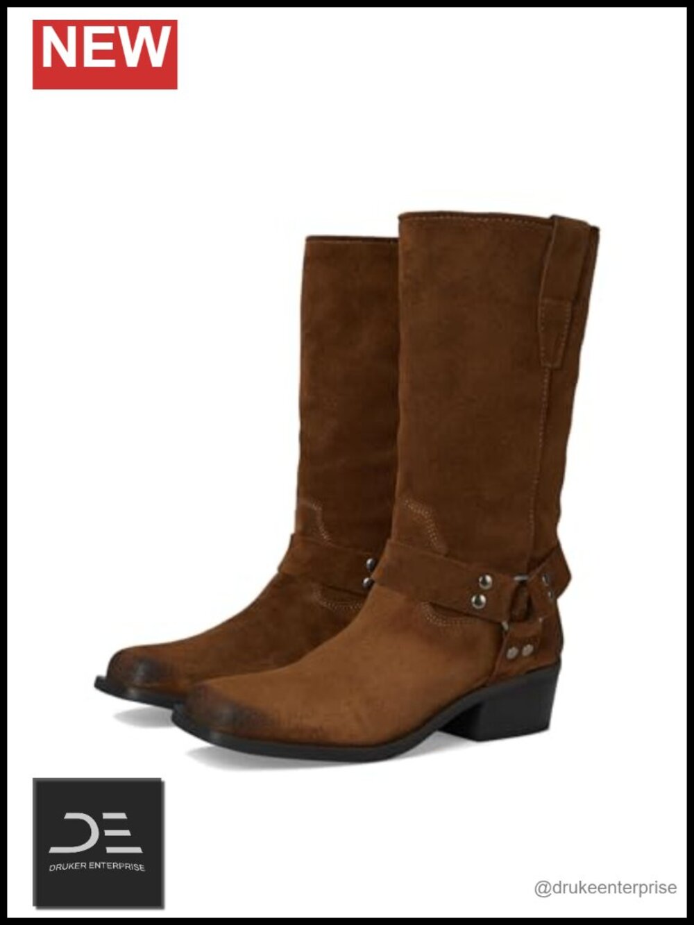 Steve Madden Knee-High Suede Moto Boots Pull-On Block Heel